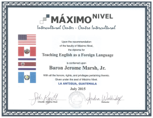 TEFL Certificate (front)